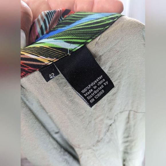 Desigual Shirt dress, vibrant print dress with pockets stripes size large - Picture 9 of 10